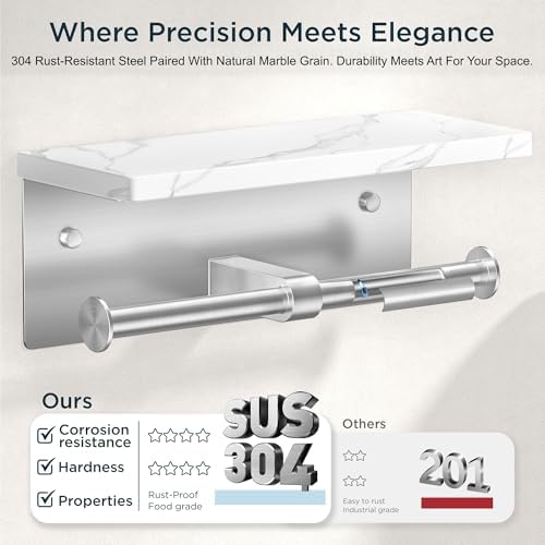 FORIOUS Double Marble Toilet Paper Holder - Image 5