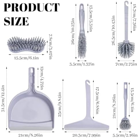 6 Pcs Small Broom and Dustpan Set, Portable Handheld Sweeping Brush Combo - Image 2