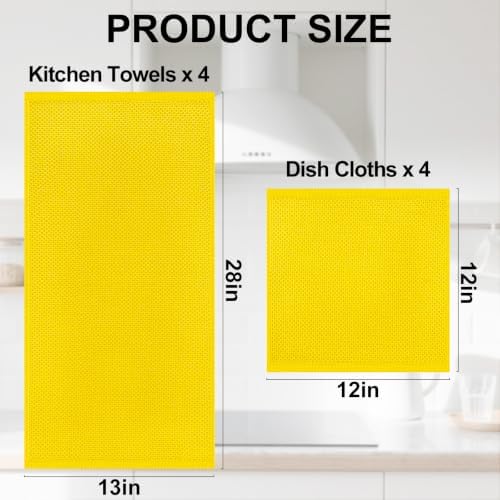 Homaxy 8 Pack 100% Cotton Kitchen Towels and Dishcloths Set - Image 4