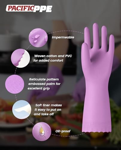 PACIFIC PPE 2 Pairs Cleaning Gloves, Cotton Liner - Image 2