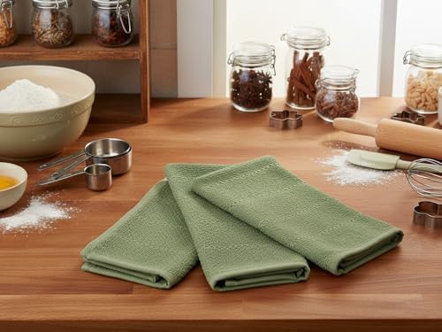 Dark Sage Green Kitchen Hand Dish Towels, 100% Cotton - Image 6