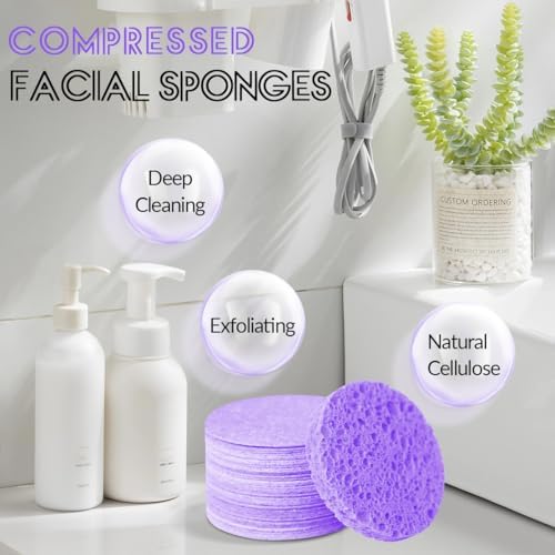 100-Count Facial Sponges Compressed Natural Cellulose Sponge Round Shape Face - Image 5