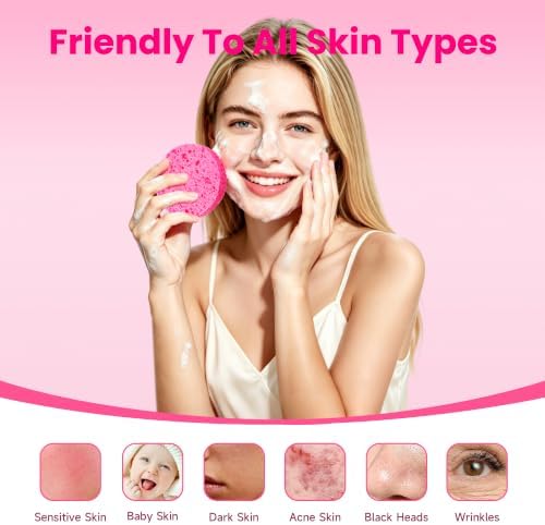 Silkyhose 80Pcs Compressed Cellulose Sponges, Round Exfoliating - Image 5