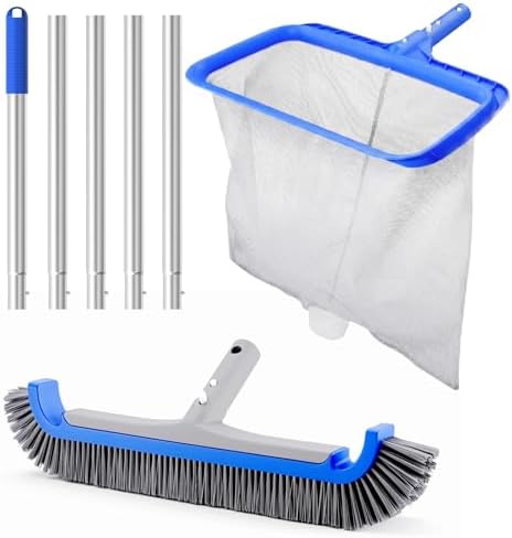 Consciot 3-in-1 Pool Cleaning Kit Includes Leaf Rake Net, Wall Brush & Pole by Consciot