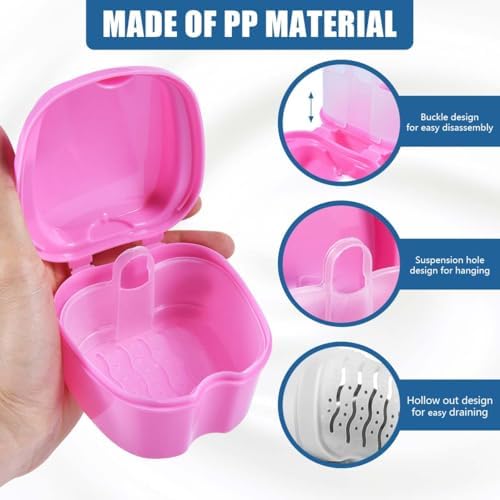 KISEER Pink Denture Bath Case Cup Box Holder Storage Container - Image 3