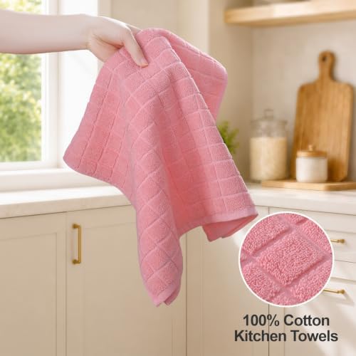 Kitinjoy Premium Cotton Check Kitchen Towels 4 Pack - Image 3