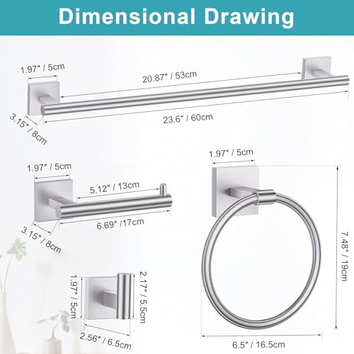 Brushed Nickel Bathroom Hardware Accessories Towel Bar Set, 10 Pieces Bathroom - Image 6