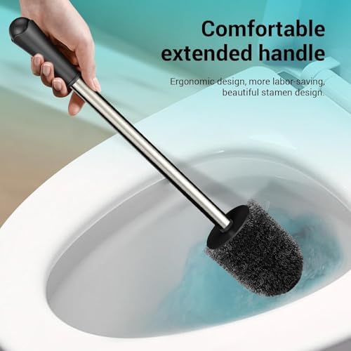 Compact Size Toilet Brush & Holder, 2 Pack, Stainless Steel Handle, Space Saving - Image 5