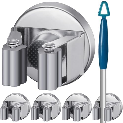 Vercraft 4 Pcs Magnetic Broom Holder Wall Mounted Anti Slip Rack by Vercraft