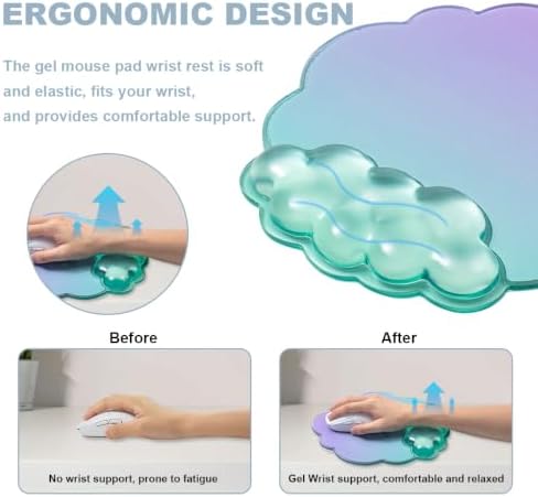 2 Pcs Cloud Keyboard Wrist Rest and Gel Mouse Pad - Image 4