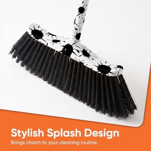Superio Design Broom, Fancy Black and White Angle Broom, Cute Splash Design - Image 7