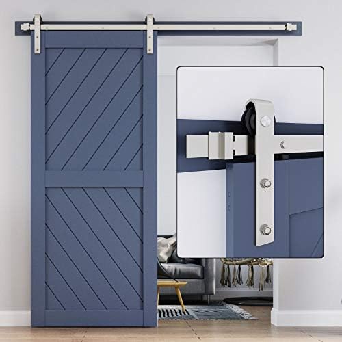EaseLife 6 FT Brushed Nickel Sliding Barn Door Hardware Track Kit, Basic J by EaseLife