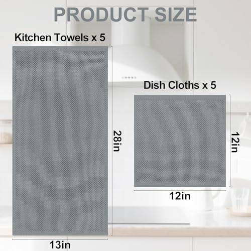Homaxy 10 Pack 100% Cotton Kitchen Towels and Dishcloths Set - Image 4