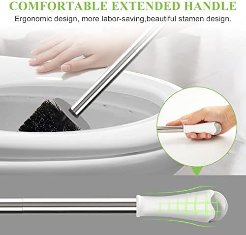 AONEZ Compact Toilet Brush & Holder, Stainless Steel Handle, Space Saving - Image 4