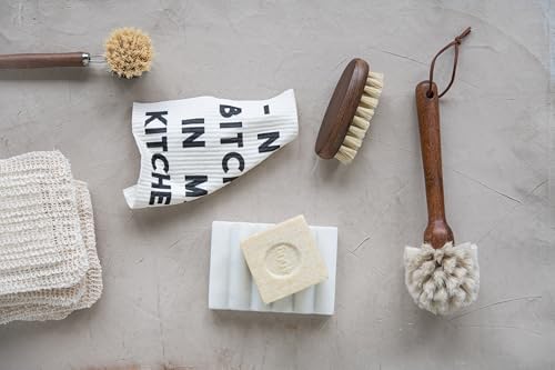 Beech Wood Dish Brush w Leather Strap, Dark Brown - Image 5