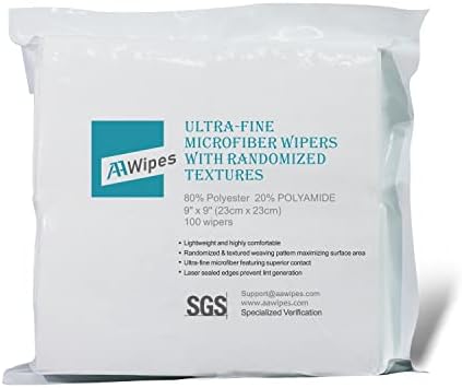 AAwipes Cleanroom Microfiber Wipes Mixed Weave Superfine 9" X9“ Lint Free Cloths by AAWipes