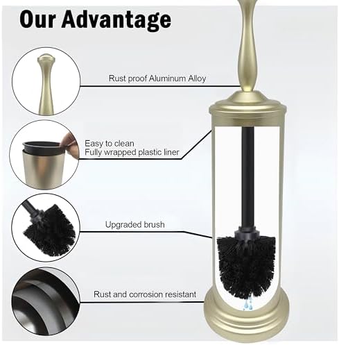 Satin Matte Soft Gold Toilet Bowl Brush - Image 6
