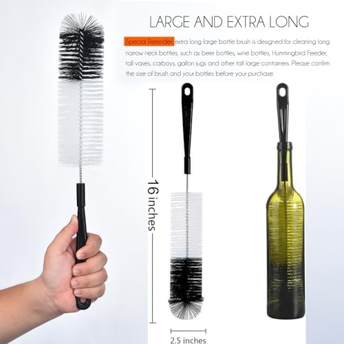 ALINK 16 inch Extra Long Black Bottle Cleaning Brush Cleaner - Image 2