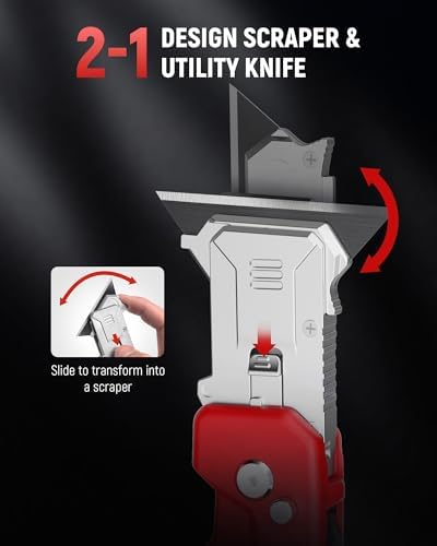 KAIWEETS 2-in-1 Utility Knife, Razor Blade Scraper, Box Cutter - Image 2