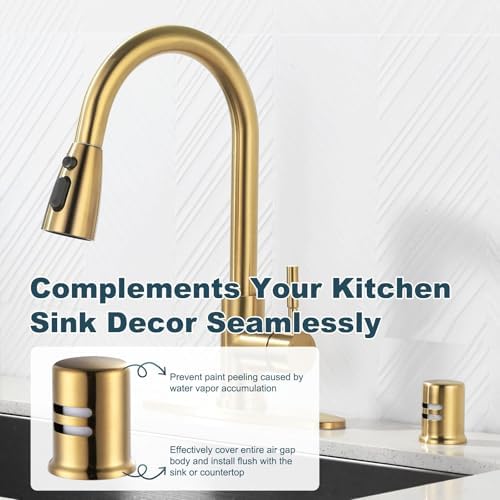 Dishwasher Air Gap Cover for Kitchen, Solid Brass Air Gap Cap - Image 4