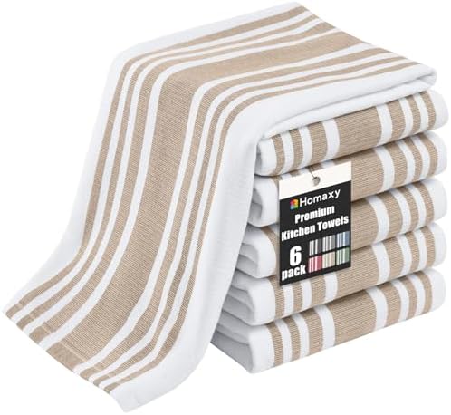 Homaxy Premium Cotton Stripe Kitchen Towels 6 Pack by Homaxy