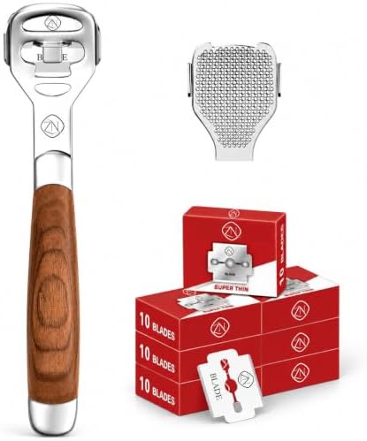 Foot Care Pedicure Callus Shaver Hard Skin Remover Wood Handle 70 Blades by ZIZZON