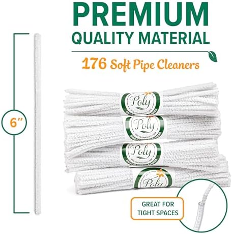 176 Count Bulk Soft Bristle Pipe Cleaners Chenille in White - Image 4
