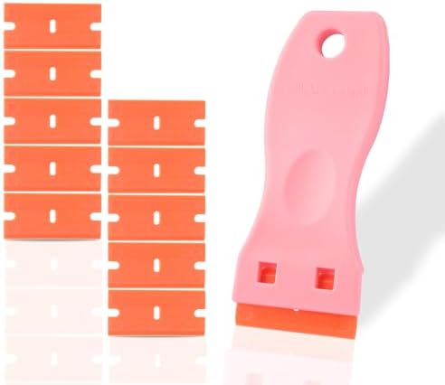 Plastic Razor Scraper with 10pcs Double Edged Plastic Blades Hair Extension Tool by GlamorDove
