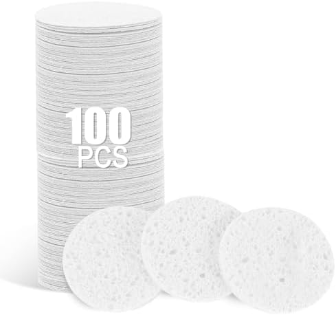 100-Count Facial Sponges Compressed Natural Cellulose Sponge Round Shape Face by Mainlyrunmakeupsuppliers