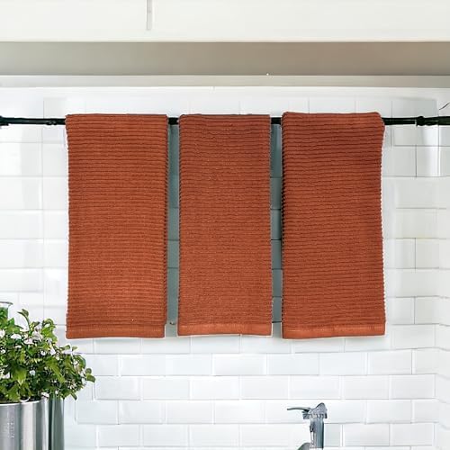 Cinnamon Maroon Rust Kitchen Dish Towels, 100% Cotton - Image 3