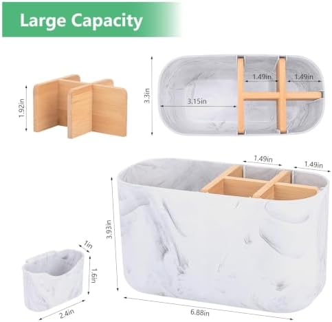 GFWARE Marble Toothbrush Holder, Bathroom Storage Organizer - Image 6
