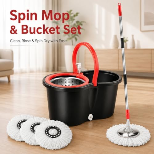 Spin Mop and Bucket Set with 3 Microfiber Refills - Image 5
