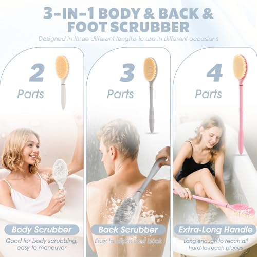 Foot Brush & Back Scrubber Set, 27.5''Adjustable Foot Scrubber - Image 4