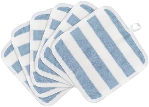 Microfiber Facial Cloths Fast Drying Washcloth 8x8inch Stripes 6 pack by SINLAND