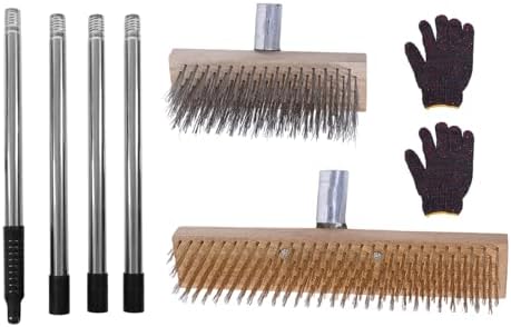 Floor Scrub Brush with Long Handle, Wire Deck Scrub Brush with Long Handle by Kuuleyn