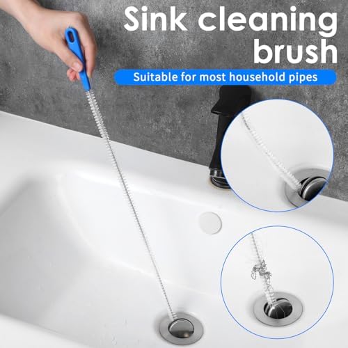 4 Packs Snake Drain Hair Removal Tools, 17.7" Long Flexible Drain Cleaning Brush - Image 3