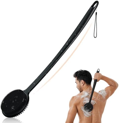 Silicone Back Scrubber for Shower, 17in Lengthen Long Handle Body Brush by -100SoftSilicone-