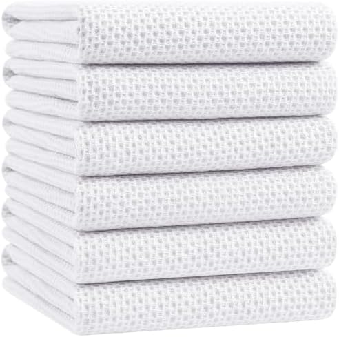 Homaxy 100% Cotton Oversized Waffle Weave Kitchen Towels 6-Pack by Homaxy