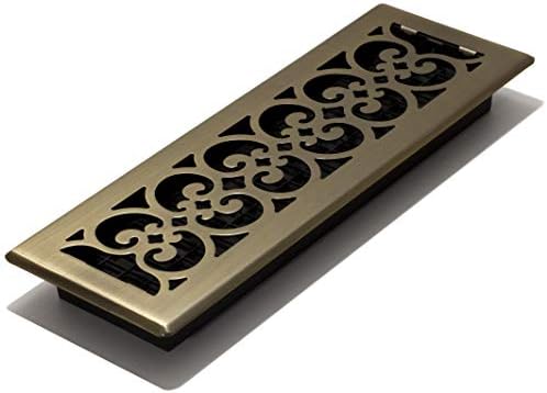 Decor Grates SPH414-A Scroll Design Floor Register, Antique Brass Finish by DecorGrates