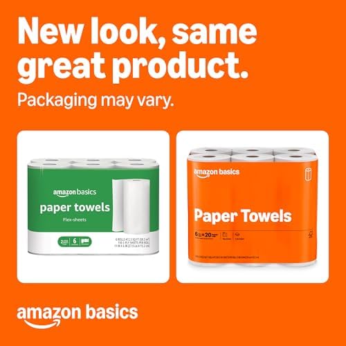 Amazon Basics 2-Ply Flex-Sheets Paper Towels, 12 Basics Rolls = 40 Regular Rolls - Image 2