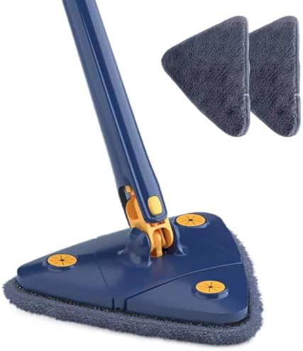 Rotating Triangle Mop with 2 Microfiber Heads, 360° Self-Squeezing Floor Mop - Image 2