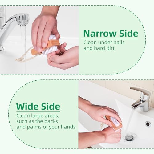 2 Pack Wooden Nail Brush with Hanging Rope - Image 5