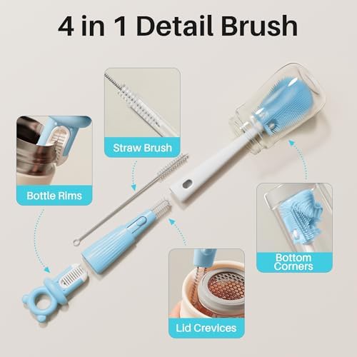 JOYMOOP Silicone Bottle Brush, Water Bottle Washer, Straw Cleaner - Image 3