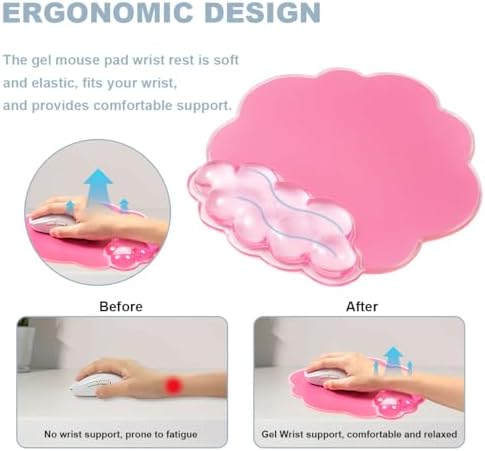 Pink Cloud Gel Wrist Rest for Keyboard and Mouse - Image 4