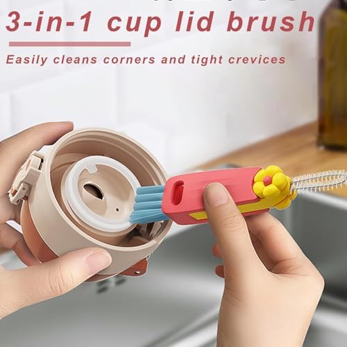 3-in-1 Rotatable Cup Lid Gap Cleaning Brush Set – 3 Pcs - Image 5