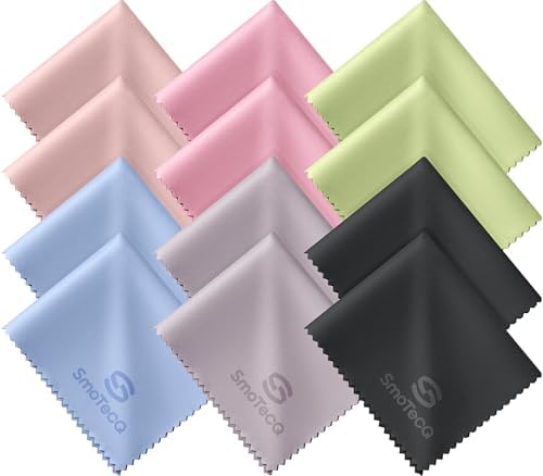12 Pack Microfiber Lens Cleaning Cloths – Ultra-Soft, Scratch-Free Eyeglass by SmoTecQ