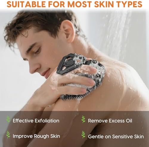 Silicone Body Scrubber, Non-Slip Handheld Cleansing Brush, Rich Foam, Deep - Image 5