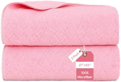 JML Bath Towels with Hanging Loop, 2 Pack, 27x55 in, Microfiber by JML