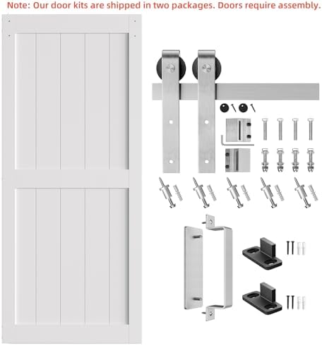 SMARTSTANDARD 38" x 84" White Sliding Barn Door - Image 5