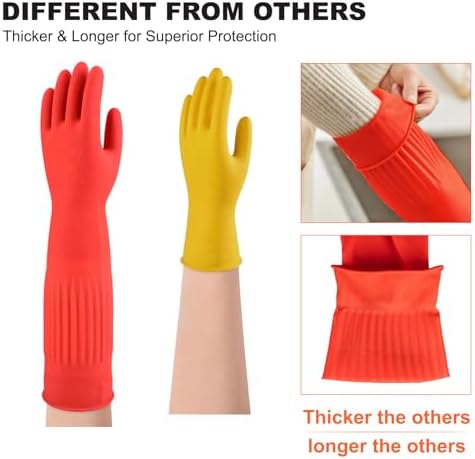 North Tower Rubber Dishwashing Cleaning Gloves 18", 2 Pairs Medium - Image 5